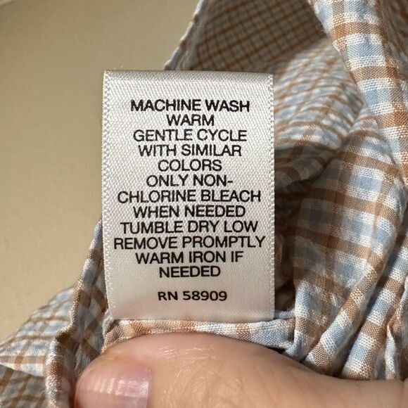 Murano Mens Shirt L Blue Plaid Short Sleeve Snap Button slim fit‎ Preppy College - Picture 4 of 7